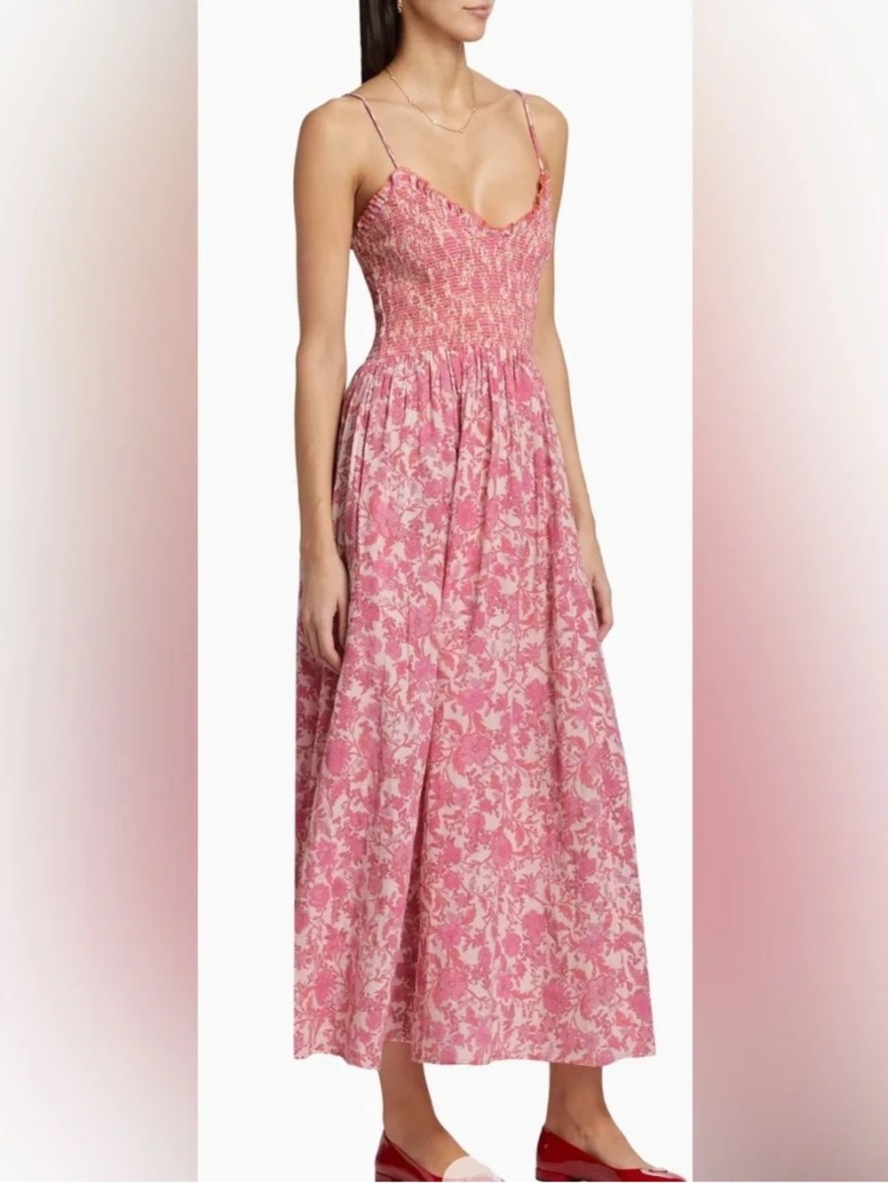 Free People Sweet Nothings Midi Dress Pink Combo - Picture 2 of 8